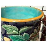 K - Antique Wedgwood Majolica Pitcher and 3 Mugs Set, Circa 1875