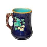 K - Antique Wedgwood Majolica Pitcher and 3 Mugs Set, Circa 1875