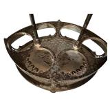 K - Antique Victorian Silverplate Cruet Set with Etched Glass Bottles