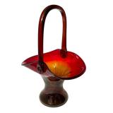 K - Antique Amberina Art Glass Basket