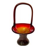 K - Antique Amberina Art Glass Basket