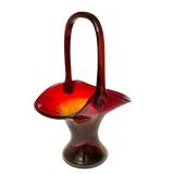 K - Antique Amberina Art Glass Basket