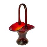 K - Antique Amberina Art Glass Basket