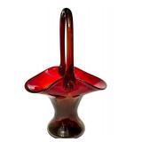 K - Antique Amberina Art Glass Basket