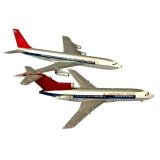K - Set of 2 Vintage Aero Mini Northwest Orient Airplanes 727 and 707 1960s Die-Cast Models