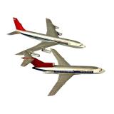 K - Set of 2 Vintage Aero Mini Northwest Orient Airplanes 727 and 707 1960s Die-Cast Models