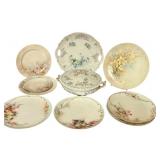 LR - Vintage Haviland France and MZ Austria Hand Painted Porcelain Dish Set with Covered Vegetable Dish