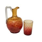LR - Antique Amberina Glass Pitcher and Tumbler Set