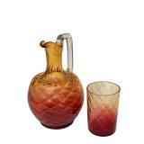 LR - Antique Amberina Glass Pitcher and Tumbler Set