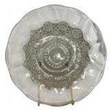 LR - Antique Glassware Collection: Cambridge Rose Candelabra, Chantilly Lace Platter, EAPG Dishes & Creamer