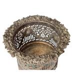 DR - Antique Victorian Silver-Plated Raised Wine Holder with Ornate Filigree