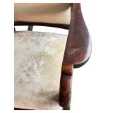 LR - Antique Victorian Wooden Rocking Chair with Embroidered Backrest