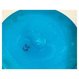 LR - Antique Victorian Blue Opaline Glass Vase and Ruffled Compote Set