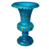 LR - Antique Victorian Blue Opaline Glass Vase and Ruffled Compote Set