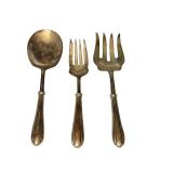 K - Set of 3 Vintage Sterling Silver Handle Serving Utensils Including Meat Fork