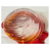 K - Antique Amberina Glass Bowl with Ruffled Edge