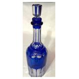 LR - Vintage Cobalt Blue Cut Glass Decanter with Stopper