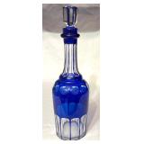 LR - Vintage Cobalt Blue Cut Glass Decanter with Stopper