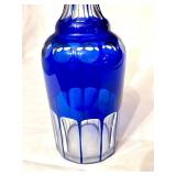 LR - Vintage Cobalt Blue Cut Glass Decanter with Stopper