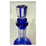 LR - Vintage Cobalt Blue Cut Glass Decanter with Stopper