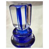 LR - Vintage Cobalt Blue Cut Glass Decanter with Stopper