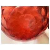 LR - Antique Amberina Glass Pitcher with 5 Matching Handled Glasses