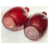 LR - Set of 4 Antique Ruby Red Handblown Glass Vases and Bottles