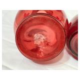 LR - Set of 4 Antique Ruby Red Handblown Glass Vases and Bottles