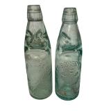 LR - Pair of Vintage 9.5 Inch Codd Glass Bottles