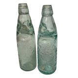LR - Pair of Vintage 9.5 Inch Codd Glass Bottles