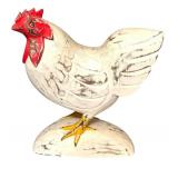 K - Set of 4 Folk Art Wooden Roosters and Bookends