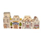 K - Set of 4 Vintage 70s Italian Village Canisters by Meiselman Imports Made in Italy