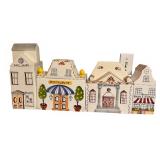 K - Set of 4 Vintage 70s Italian Village Canisters by Meiselman Imports Made in Italy