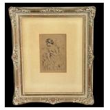 LR - Framed Vintage Etching Print Pierre Auguste Renior "Baigneuse Debout a Mijambes" Portrait