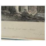 LR - Pair of Antique Colored Etchings: Pont du Gard and Church of Notre Dame, Framed