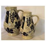 K - Pair of Steffani St. Moritz German Pottery Pitchers with Rabbit Motif