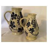 K - Pair of Steffani St. Moritz German Pottery Pitchers with Rabbit Motif