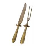 K - Vintage Sterling Handle Carving Knife and Fork Set with Sheffield Stainless Blades