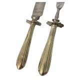K - Vintage Sterling Handle Carving Knife and Fork Set with Sheffield Stainless Blades