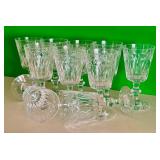 LR - Set of 10 Vintage Hawkes Birr Blown Glass Water Goblets