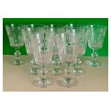 LR - Set of 10 Vintage Hawkes Birr Blown Glass Water Goblets