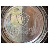 LR - Pair of Vintage Glass Advertising Tire Ashtrays by Firestone The Mark of Quality