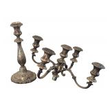 MB - Vintage Fisher Sterling Silver Weighted 5-Arm Candelabra Victoria Pattern