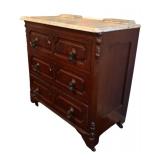 BR - Victorian Eastlake-Style Marble Top Washstand Commode