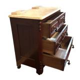 BR - Victorian Eastlake-Style Marble Top Washstand Commode