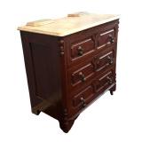 BR - Victorian Eastlake-Style Marble Top Washstand Commode