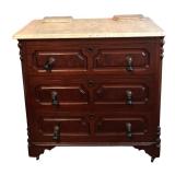BR - Victorian Eastlake-Style Marble Top Washstand Commode