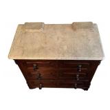 BR - Victorian Eastlake-Style Marble Top Washstand Commode