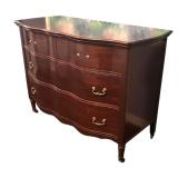 BR - Vintage Wooden Dresser with Curved Front and Brass Handles
