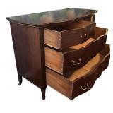 BR - Vintage Wooden Dresser with Curved Front and Brass Handles